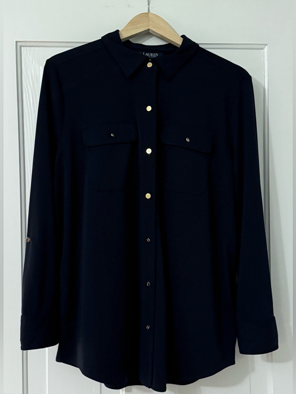Ralph Lauren Navy Long-Sleeve Button-Front Shirt